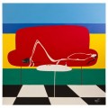 donna e gatto -100x100 acrilico - 2011