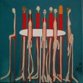 riunione di famiglia - dal sogno di sara- olio 30 x 30 2018